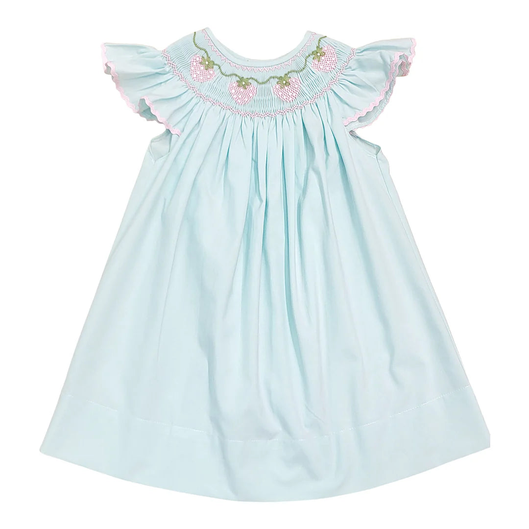 Strawberry Vine Smocked Mint Dress