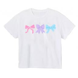 Pastel bows white tee