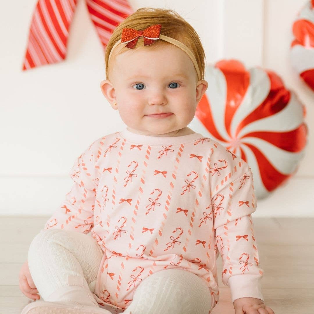 Candy Cane Lane Christmas Long Sleeve Romper - Baby Clothing