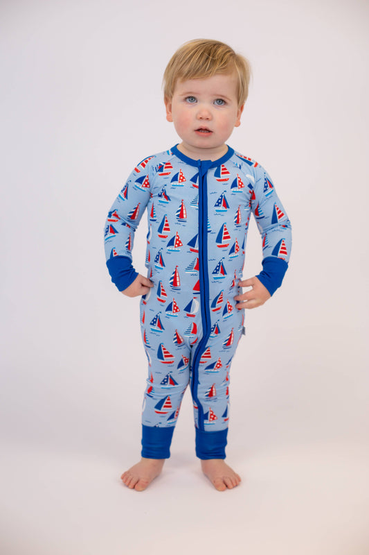 Sail Away (Patriotic) LS Convertible Zip Pjs 
