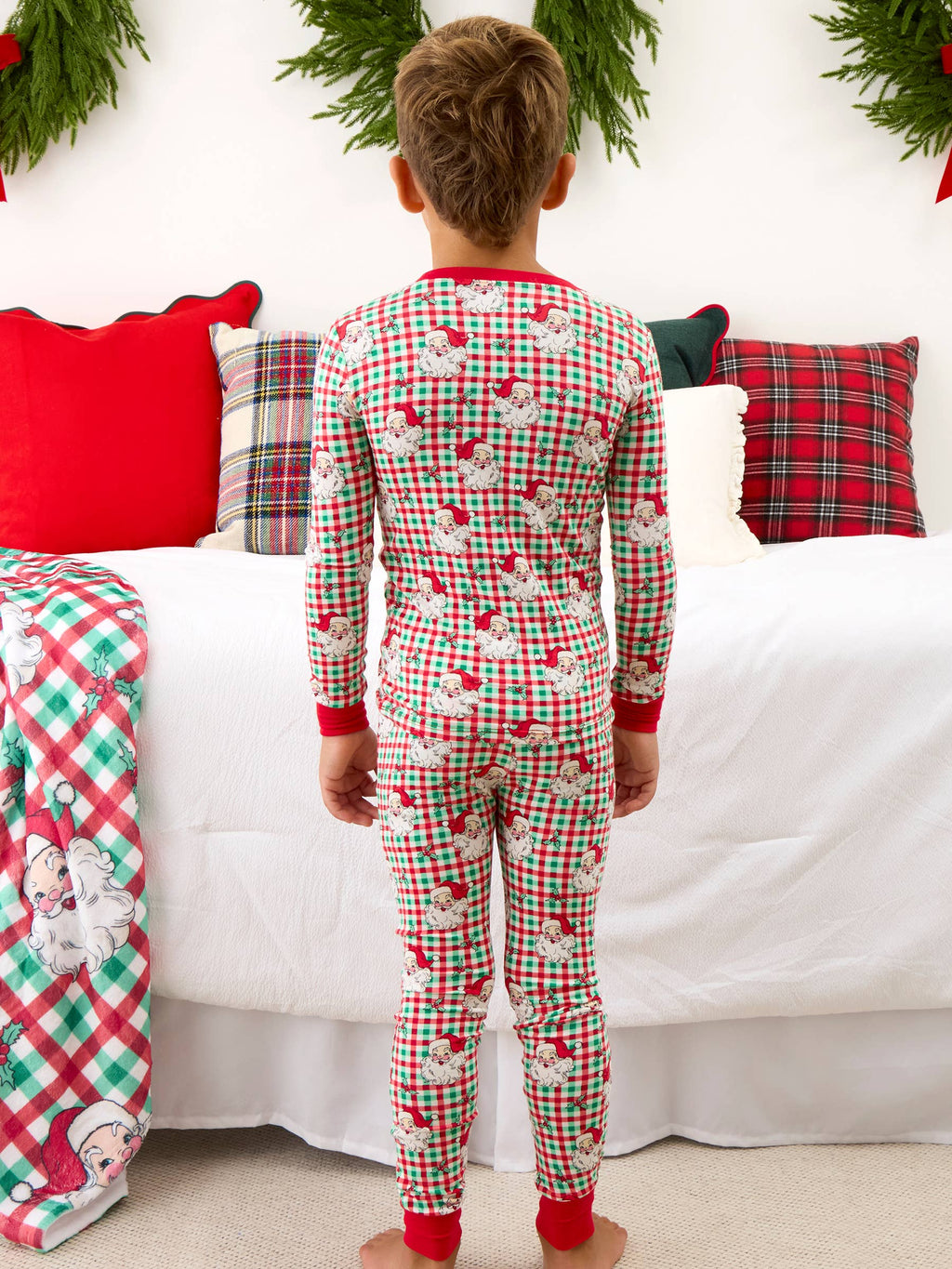 SoftSnooze™ Kids Bamboo Viscose Red & Green Dear Santa Christmas Long Sleeve Pajama Set