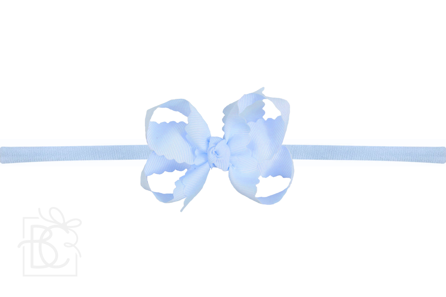 1/4" Nylon Pantyhose Headband w/ Scalloped Edge Bow