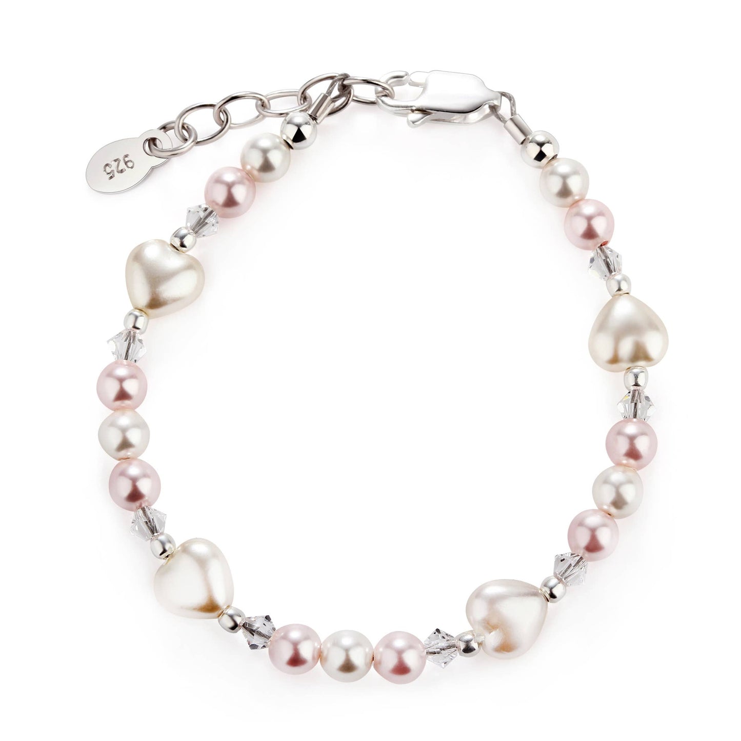 Girls Sterling Silver Heart Bracelet, Babies, Kids, Toddlers