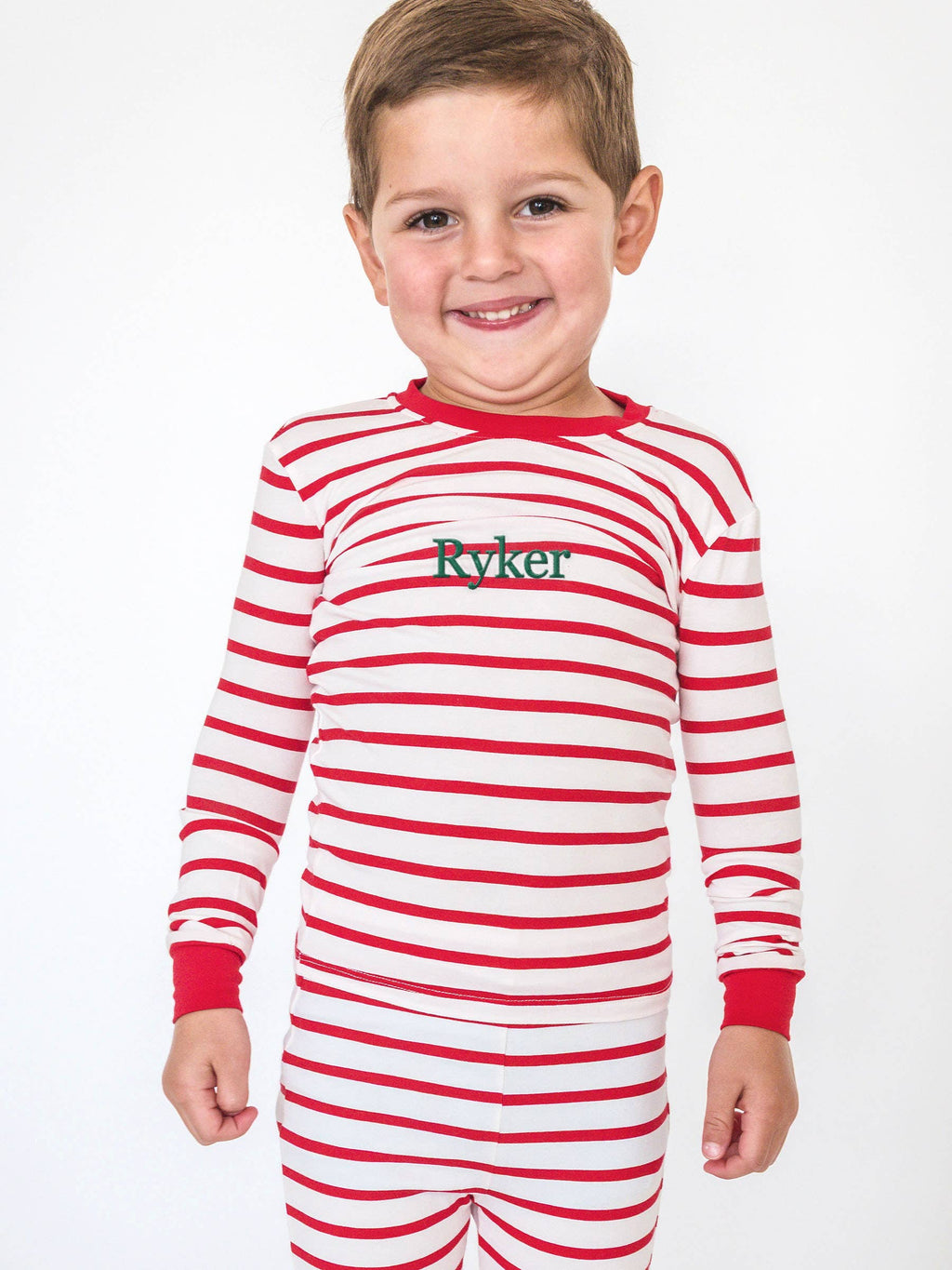 SoftSnooze™ Kids Cotton Modal Red & White Stripe Long Sleeve Pajama Set