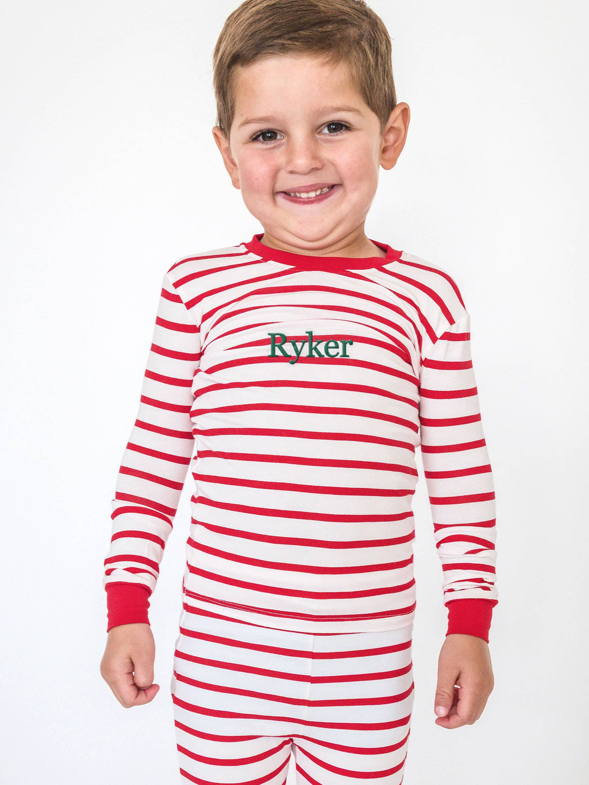 SoftSnooze™ Kids Cotton Modal Red & White Stripe Long Sleeve Pajama Set
