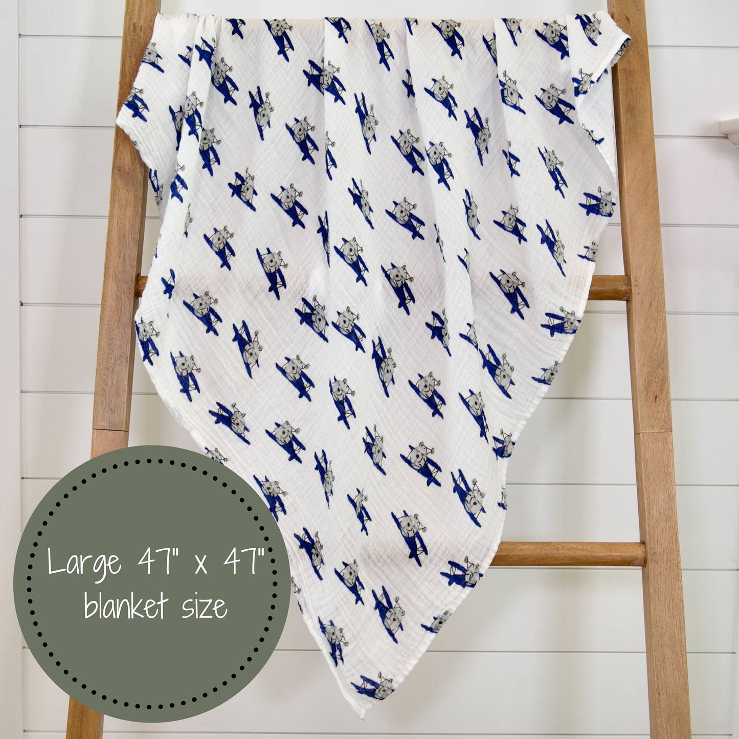 Baby Muslin Swaddle Blanket 47x47 Up, Up, Up and Away