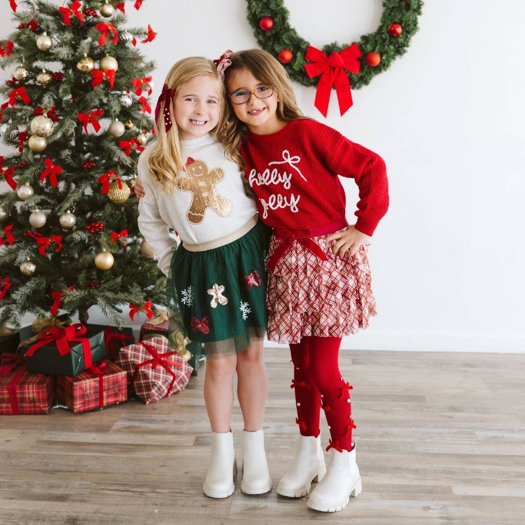 Gingerbread Joy Sequin Christmas Tutu - Kids Clothing