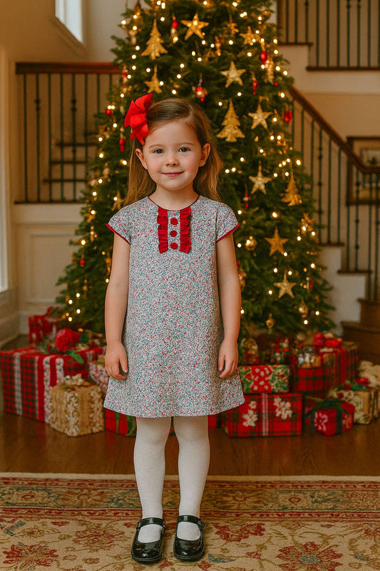 Girl's "Callie & Carter" Christmas Floral  A Line Dress