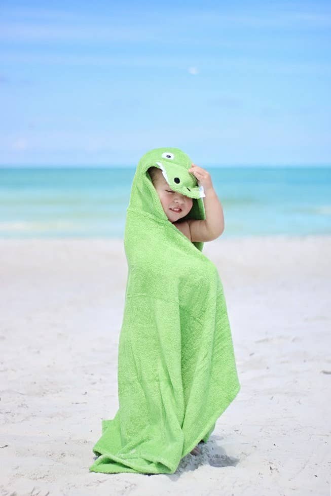 Alligator Hooded Towel for toddlers ages 2 to 8 years old