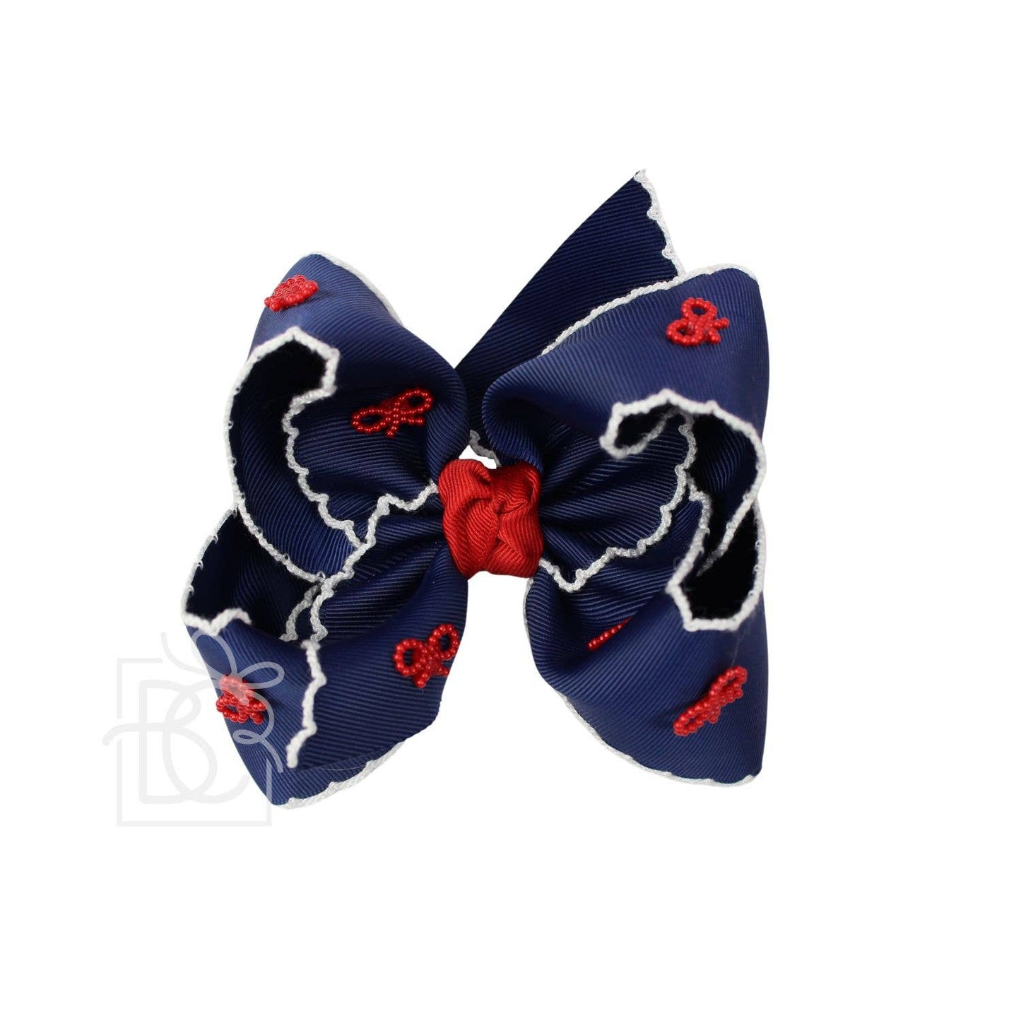 CROCHET EDGE BOW WITH PEARL EMBELLISHED BOWS