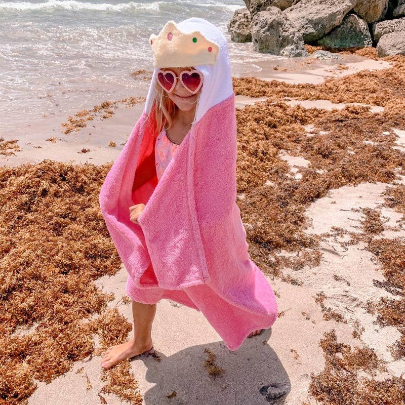 Pink Princess hooded towel for toddlers ages 2 to 8 years