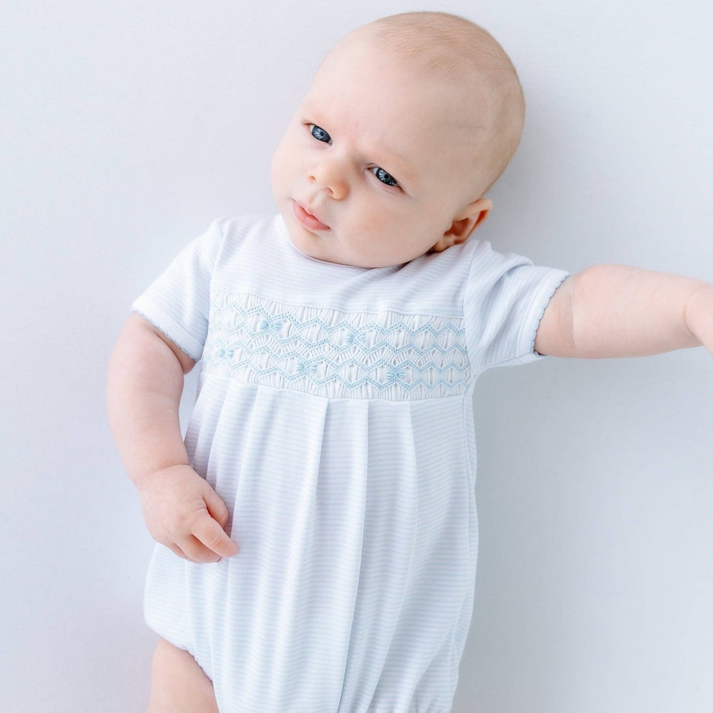 Jacob Smocked Bubble - Light Blue