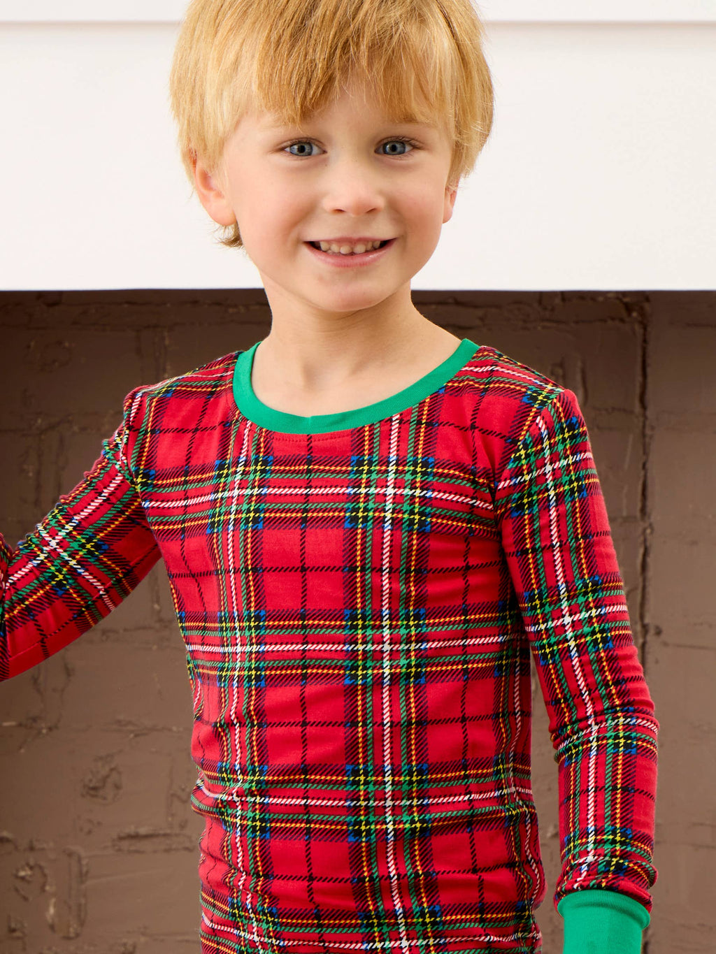 SoftSnooze™ Kids Bamboo Viscose Red Nicholas Plaid Long Sleeve Pajama Set