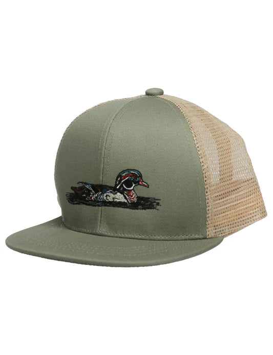 Boys trucker hat wood duck