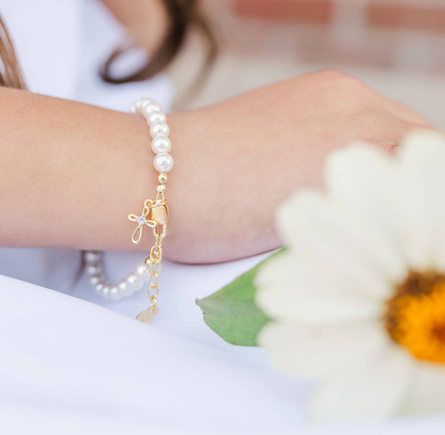 Kids14K Gold-Plated Baptism Cross Bracelet or Communion Gift