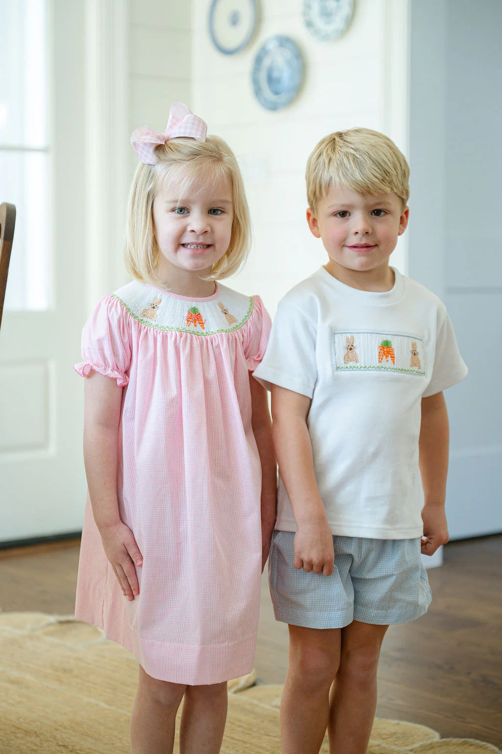 Easter bunny and carrots smocked dress
