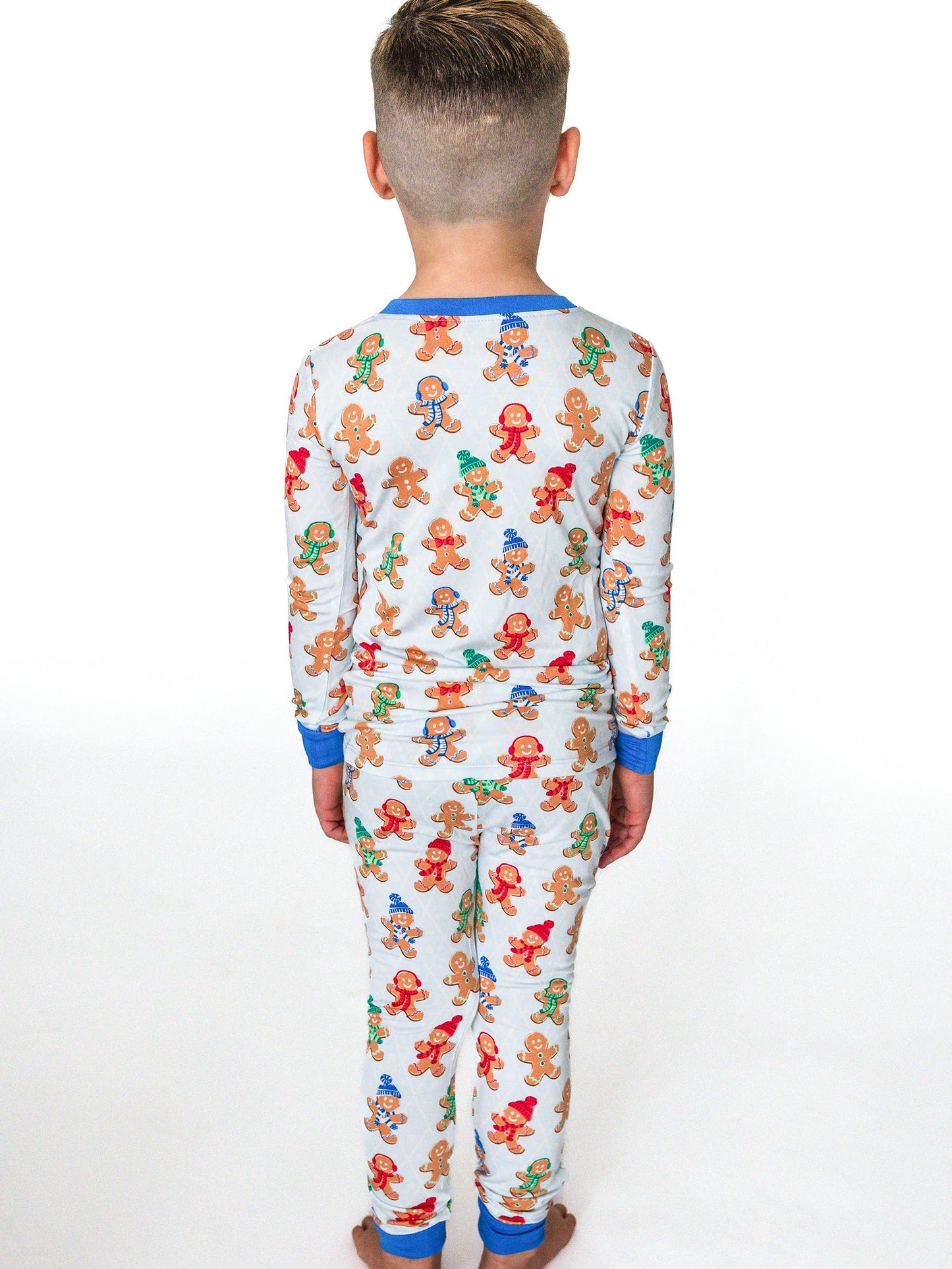 SoftSnooze™ Kids Bamboo Viscose Blue Gingerbread Buddies Long Sleeve Pajama Set