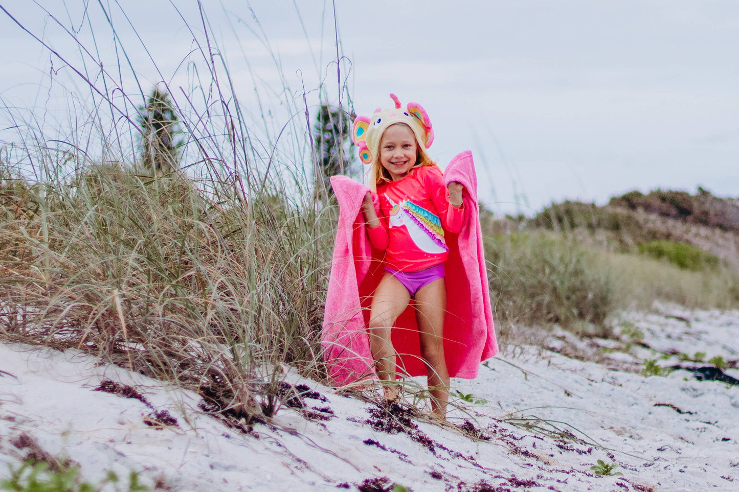 Butterfly hooded towel for toddlers ages 2 to 8 years old