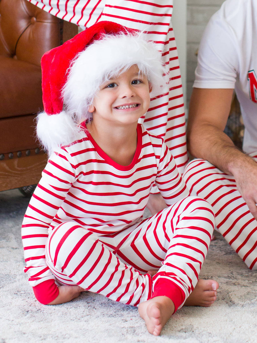 SoftSnooze™ Kids Cotton Modal Red & White Stripe Long Sleeve Pajama Set