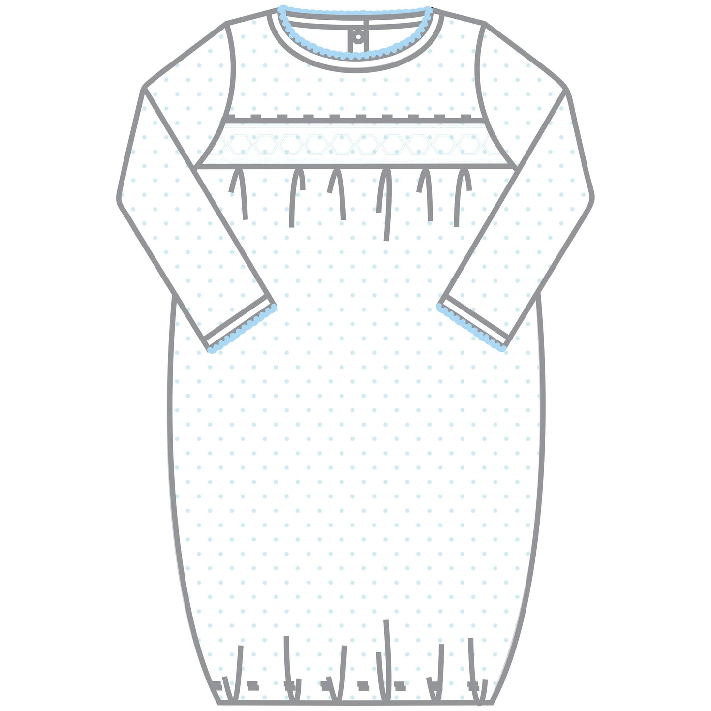 Mini Dots  Smocked Gown - Blue