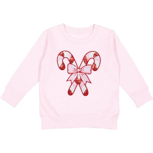 Candy Cane Patch Christmas Sweatshirt - Kids Clothing