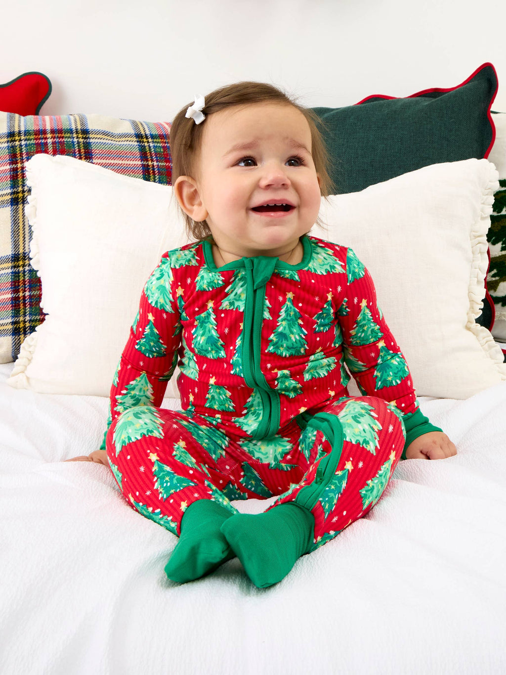 SoftSnooze™ Baby Bamboo Viscose O Christmas Tree Convertible One Piece Footie Pajama