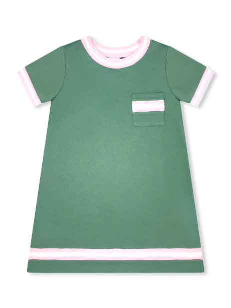 Landry Dress Greenfield Green, Pink