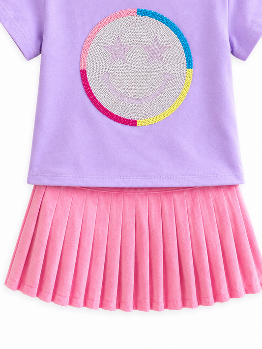 Mini Pleated Skort in Pink Shimmer
