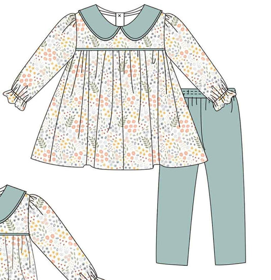 Sage floral pant set