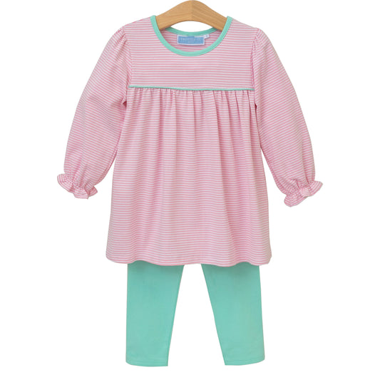 Scarlett Pant Set- Light Pink Stripe/Mint