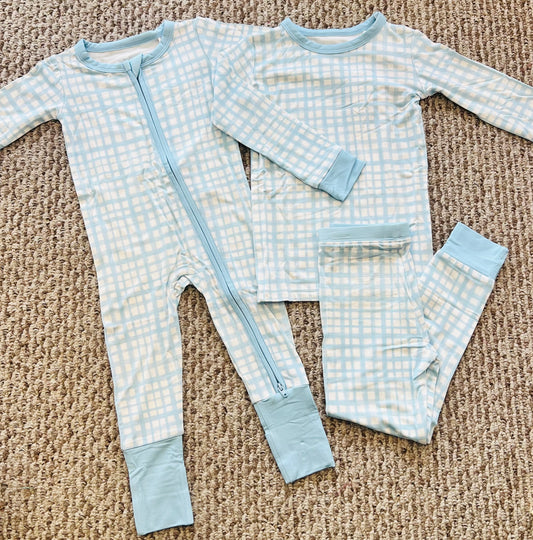 Blue Gingham 2Pc Lounger