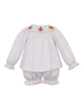 Turkey girl pink knit stripe bishop set