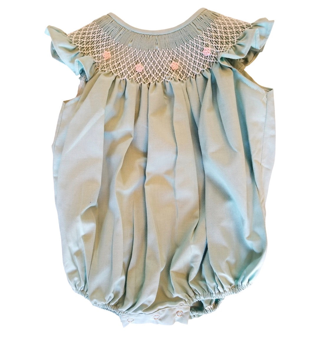 Apricot Sage smocked bubble
