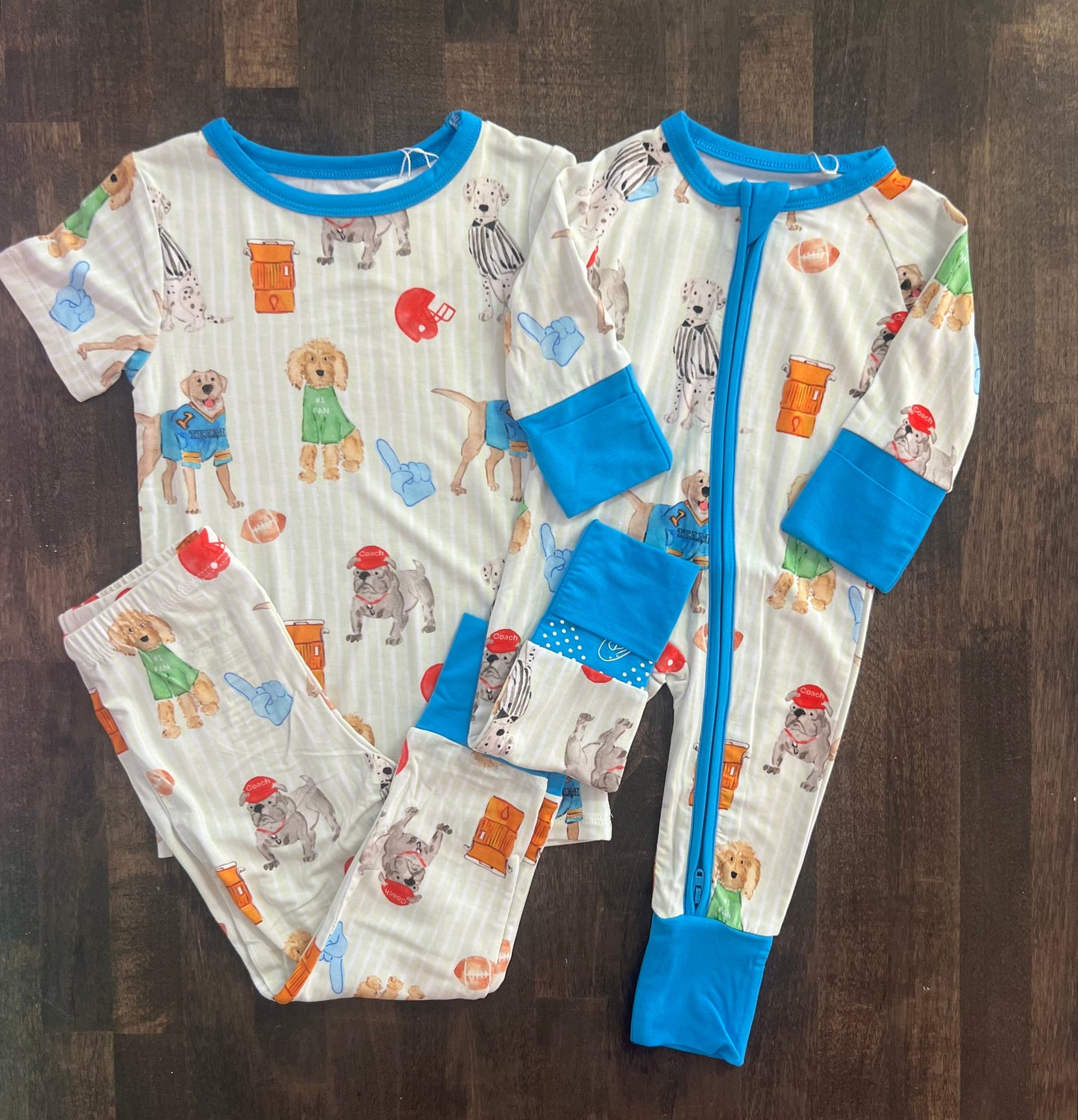 Puppy Football Zipper Onesie