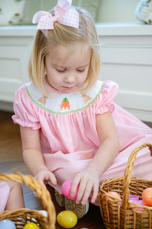 Easter bunny and carrots smocked dress