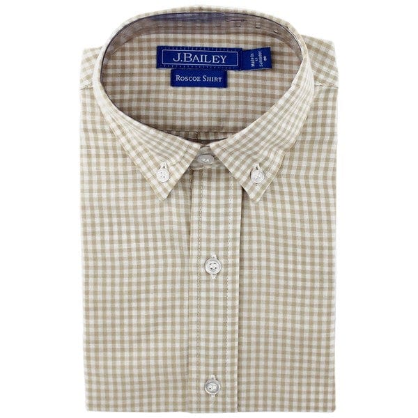 Khaki check button down