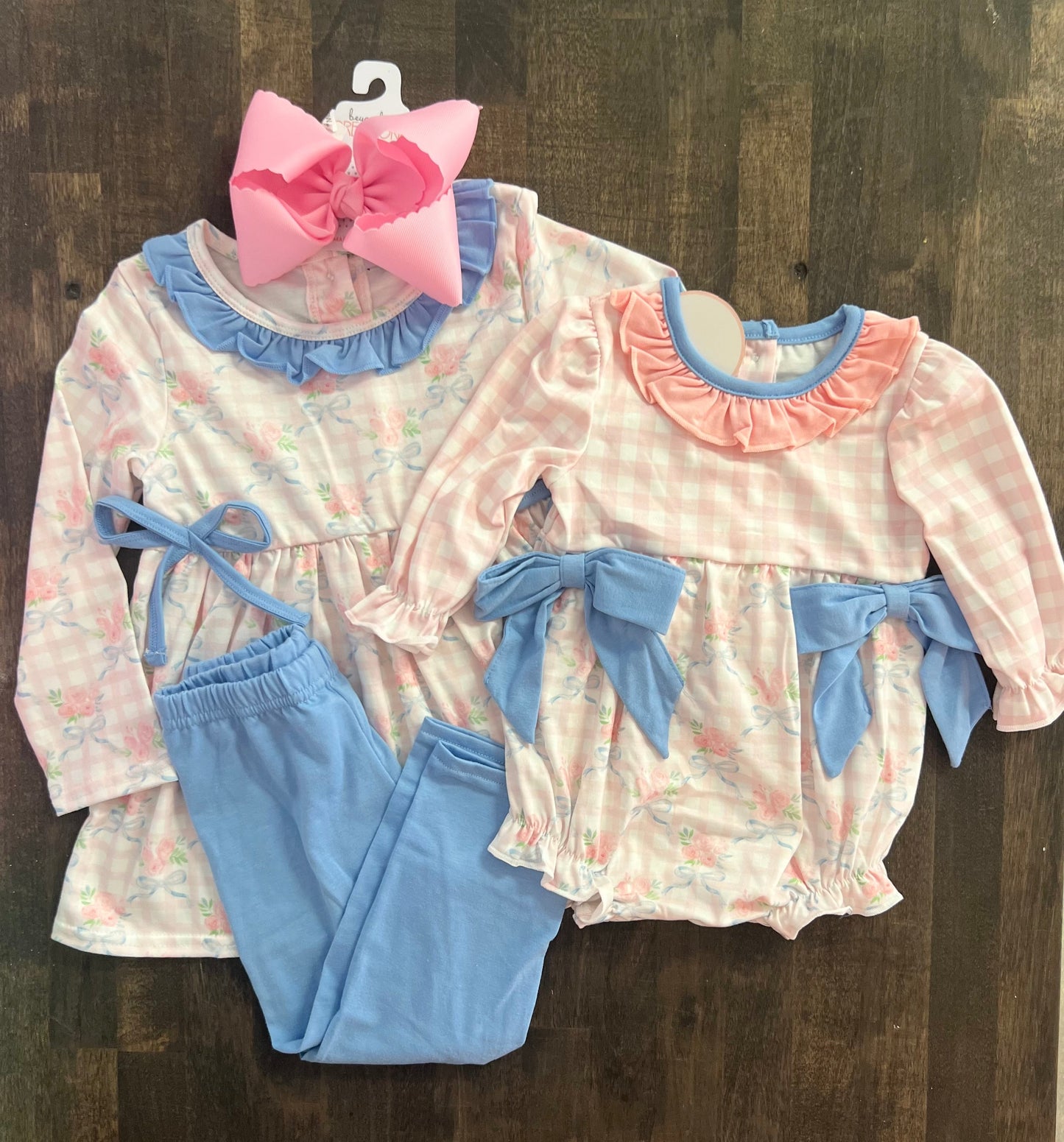 Blue floral bow bubble