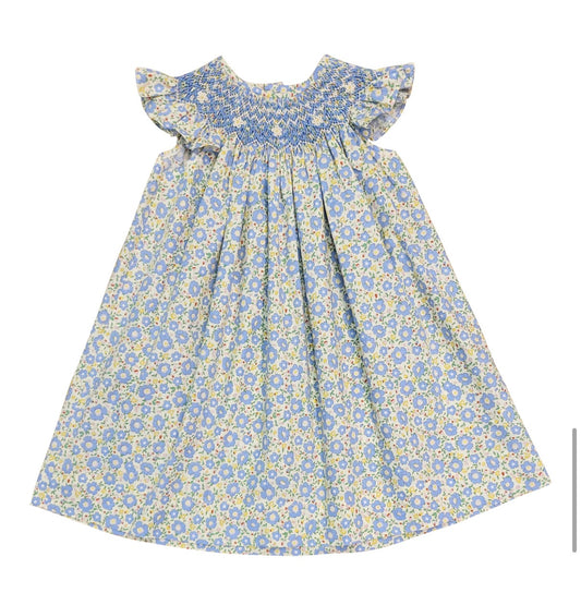 Becca blue/yellow smocked dress