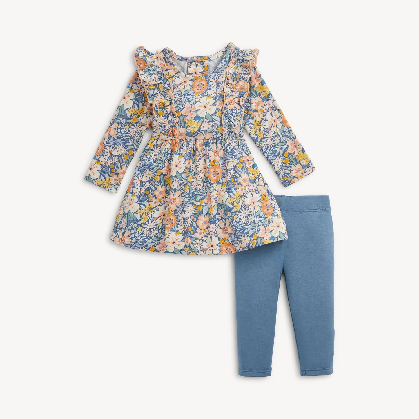 Flora ruffle L/S dress w leggings