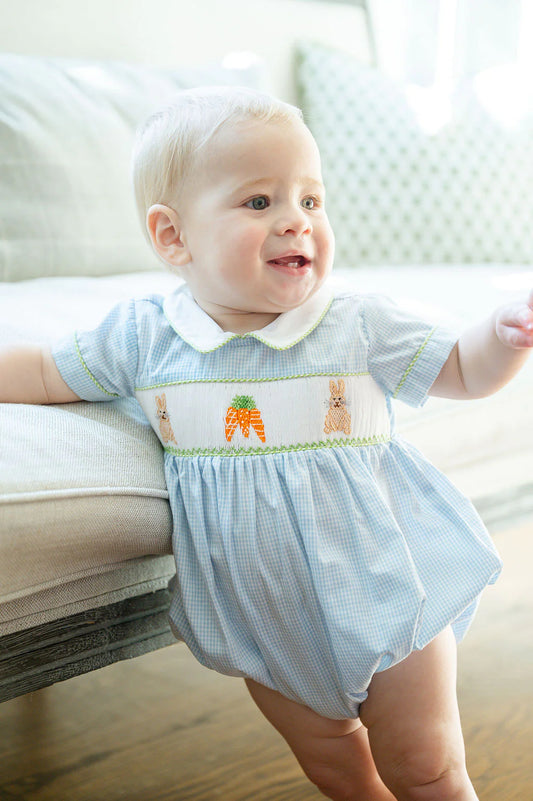 Easter bunny and carrots smocked henry bubble