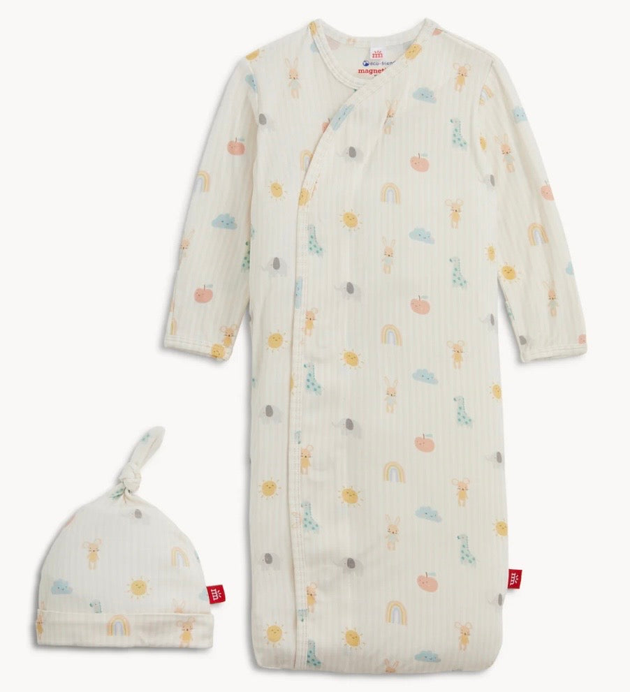 Lullaby Sky Pink Modal Magnetic Gown & Hat Set