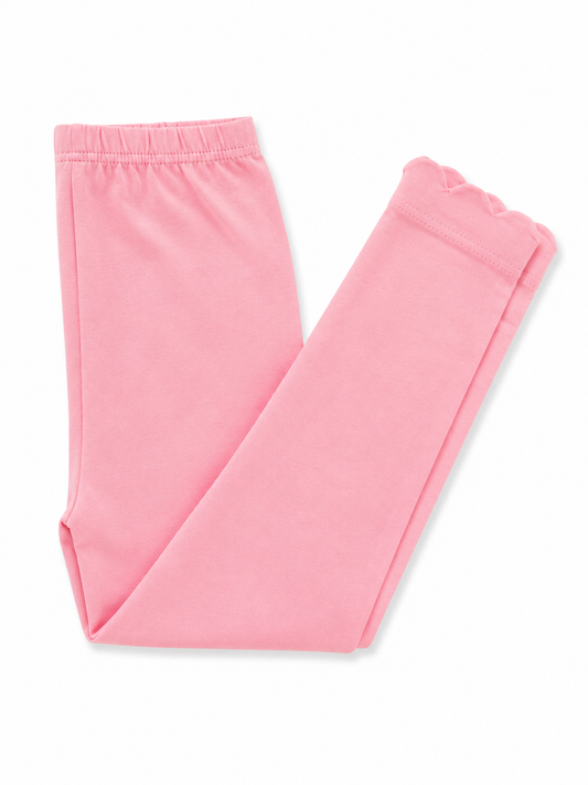 Pink scalloped knit leggings