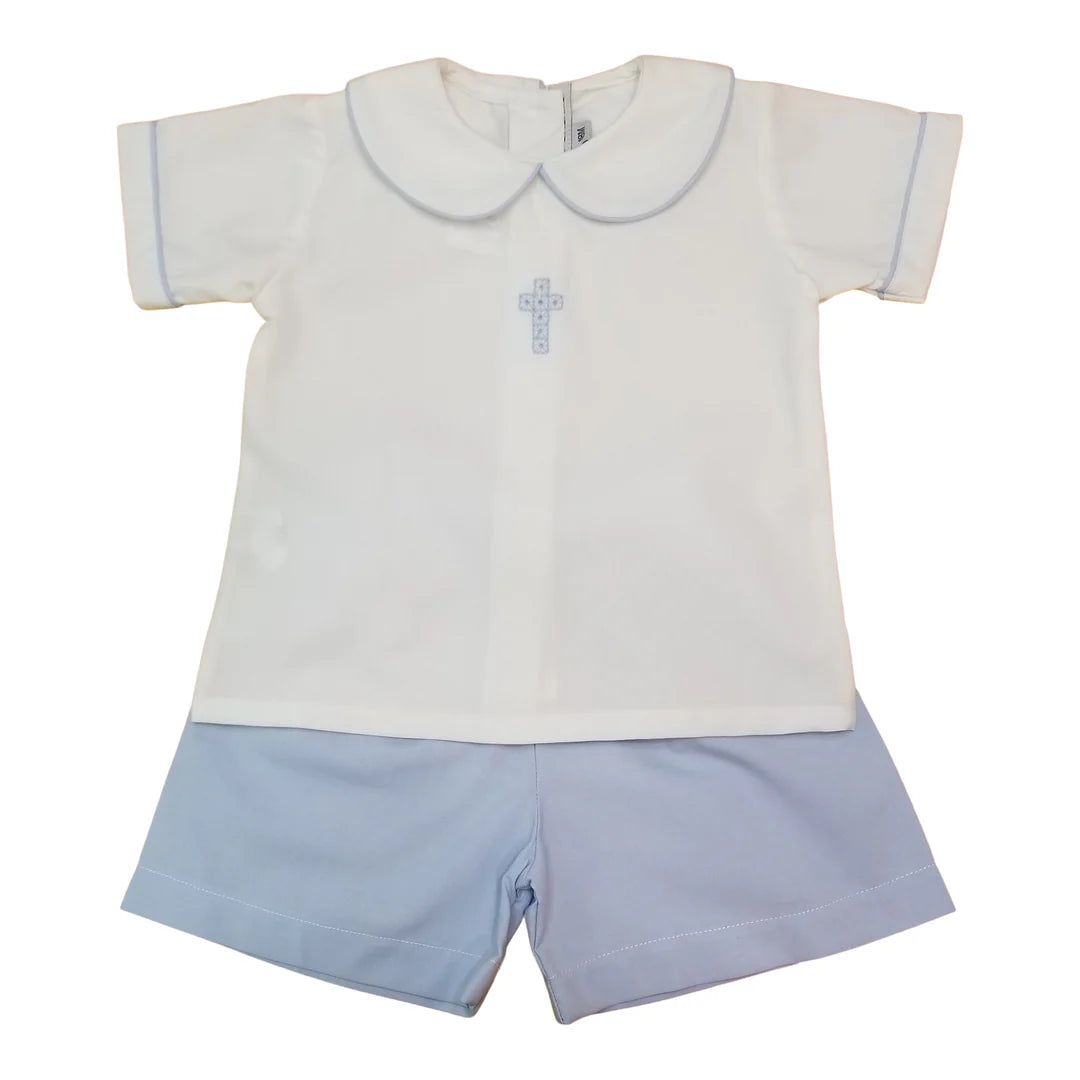 Blue Cross Boy Shorts Set