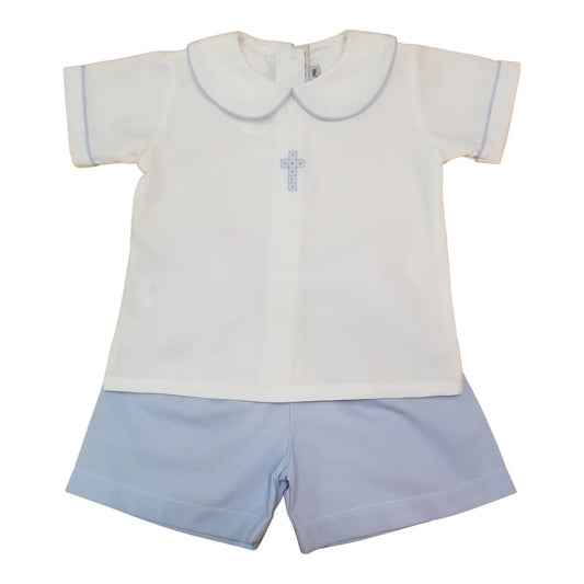 Blue Cross Boy Shorts Set
