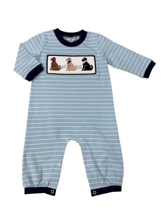 Playful pups smocked romper
