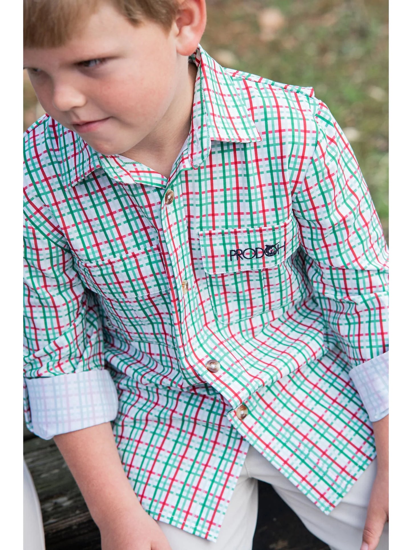 FOUNDERS KIDS FISHING SHIRT - HOLIDAY PLAID