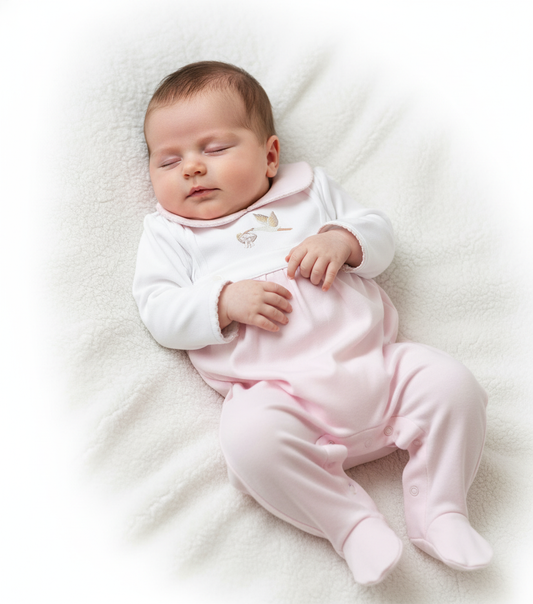 pink welcome baby footie