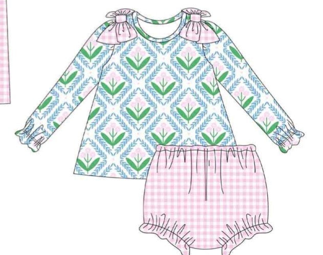 Pink bloom diaper set