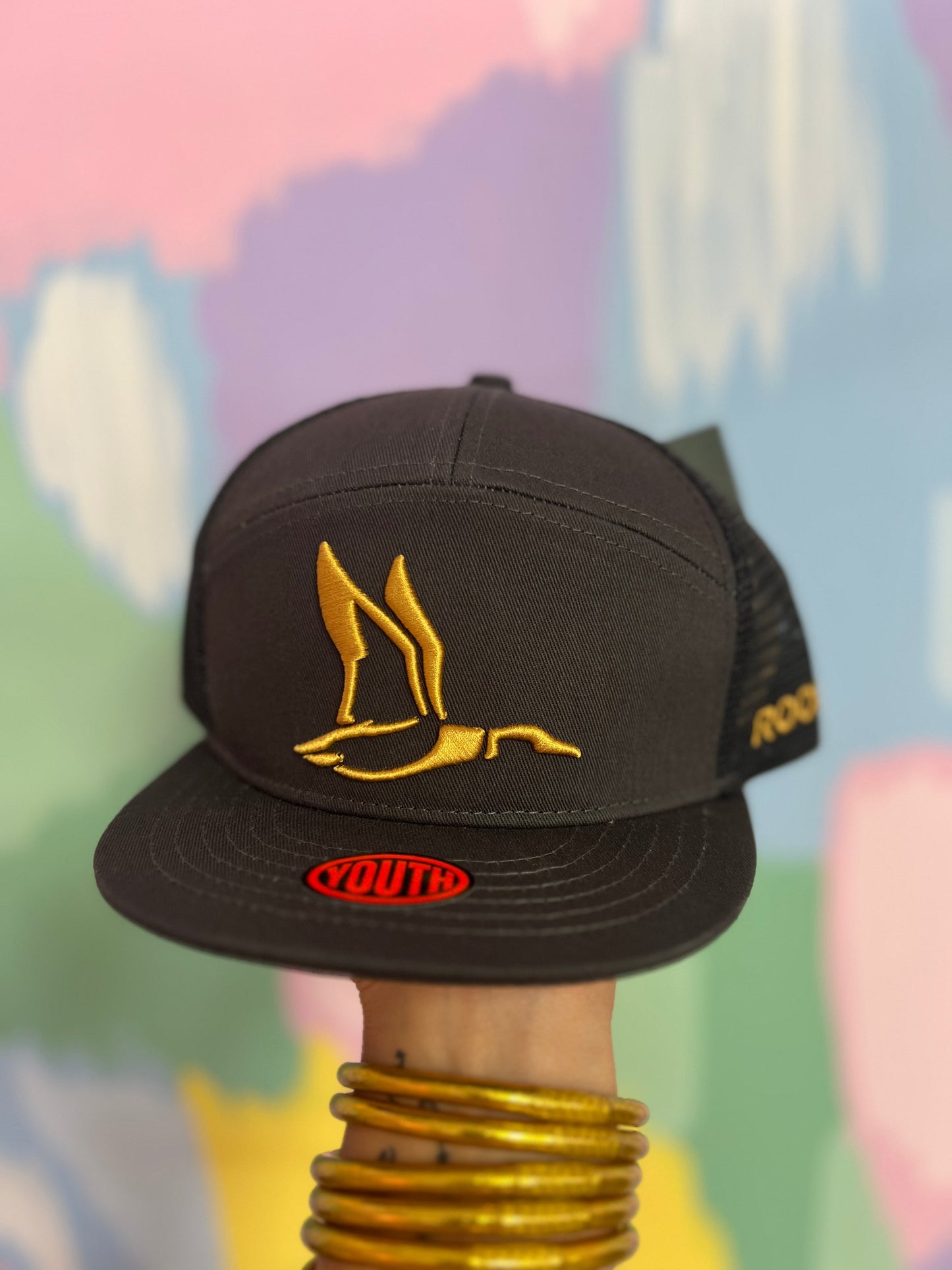Youth black gold mallard hat