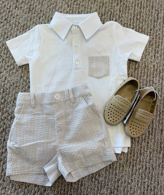 Khaki Seer Boys Polo & Shorts